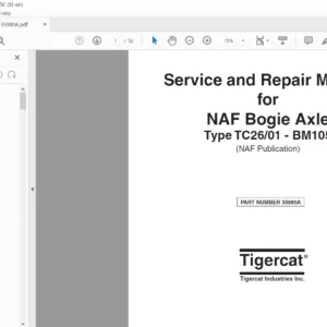 Tigercat NAF Bogie Axle Type TC2601 - BM105 Service & Repair Manual - PDF DOWNLOAD