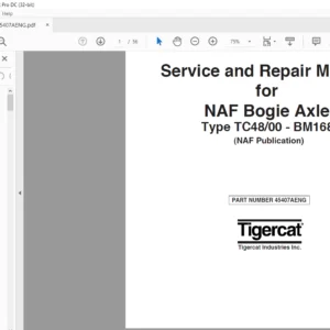 Tigercat NAF Bogie Axle Type TC48/00 - BM168 Service & Repair Manual - PDF DOWNLOAD