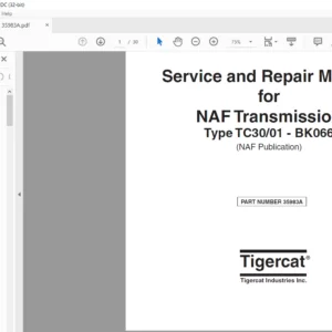 Tigercat NAF Transmission Type TC30/01 - BK066 Service & Repair Manual - PDF DOWNLOAD