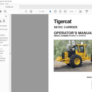 Tigercat S610C CARRIER OPERATOR’S MANUAL - PDF DOWNLOAD