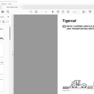 Tigercat S610C CARRIER VEHICLE MOVING AND TRANSPORTING INSTRUCTIONS MANUAL