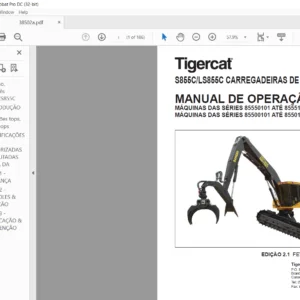 Tigercat S855C LS855C CARREGADEIRAS DE ESTEIRAS MANUAL DE OPERAÇÃO - PDF DOWNLOAD (Portuguese)