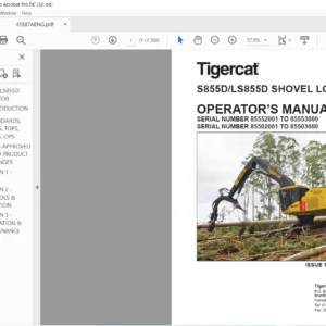 Tigercat S855D LS855D SHOVEL LOGGER OPERATOR’S MANUAL - PDF DOWNLOAD