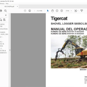 Tigercat SHOVEL LOGGER S855C LS855C MANUAL DEL OPERADOR - PDF DOWNLOAD (Spanish)