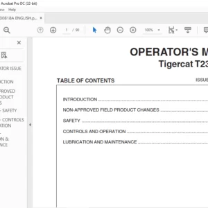 Tigercat T234 Loader Operator's Manual - PDF DOWNLOAD