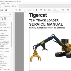 Tigercat T234 TRACK LOADER SERVICE MANUAL SN 234T0301-234T1000 - PDF DOWNLOAD