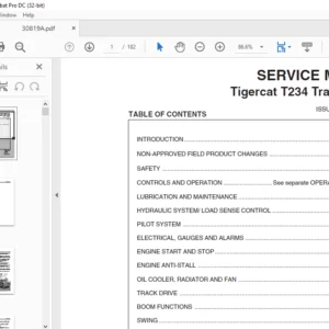 Tigercat T234 Track Loader SERVICE MANUAL - PDF DOWNLOAD