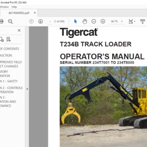 Tigercat T234B TRACK LOADER OPERATOR’S MANUAL SN 234T7001-234T8000 - PDF DOWNLOAD