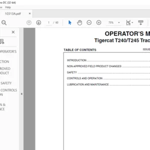 Tigercat T240 T245 Track Loader Operator's Manual - PDF DOWNLOAD
