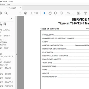 Tigercat T240 T245 Track Loader Service Manual - PDF DOWNLOAD