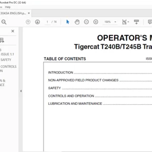 Tigercat T240B T245B Track Loader Operator's Manual - PDF DOWNLOAD