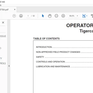 Tigercat T250 Loader OPERATOR'S MANUAL - PDF DOWNLOAD