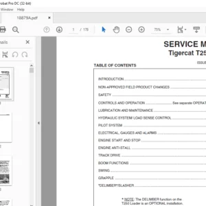 Tigercat T250 Loader SERVICE MANUAL - PDF DOWNLOAD