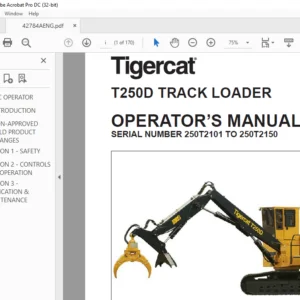 Tigercat T250D TRACK LOADER OPERATOR’S MANUAL SN 250T2101-250T2150 - PDF DOWNLOAD