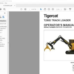 Tigercat T250D TRACK LOADER OPERATOR’S MANUAL SN 250T2101 - 250T2150 - PDF DOWNLOAD