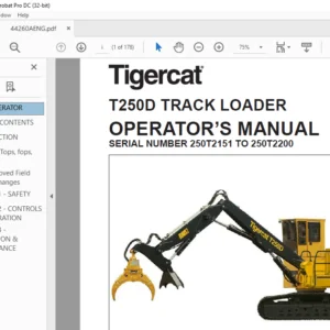 Tigercat T250D TRACK LOADER OPERATOR’S MANUAL SN 250T2151-250T2200 - PDF DOWNLOAD