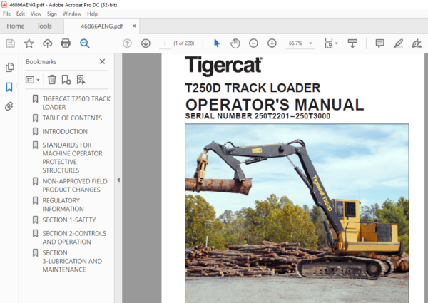 Tigercat T D Track Loader Operator S Manual Sn T T