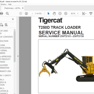 Tigercat T250D TRACK LOADER SERVICE MANUAL SN 250T2101–250T2150 - PDF DOWNLOAD