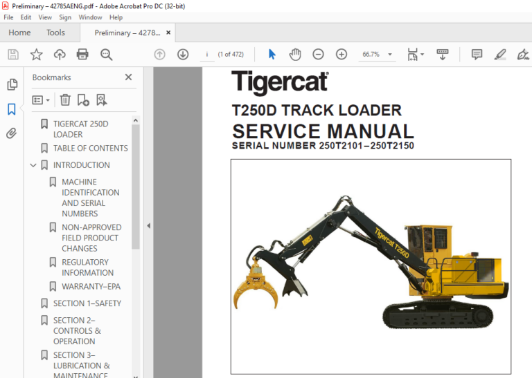 Tigercat T D Track Loader Service Manual Sn T T Pdf