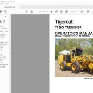 Tigercat T726G TRENCHER Operator's Manual SN 726T0501 - 726T0600 - PDF DOWNLOAD