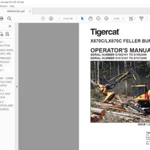 Tigercat X870C LX870C Feller Buncher Operator Manual PDF