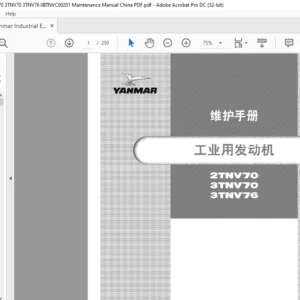 Yanmar Industrial Engines 2TNV70 3TNV70 3TNV76 0BTNVC00201 Maintenance Manual China PDF