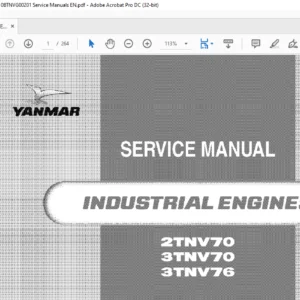 Yanmar Industrial Engines 2TNV70 3TNV70 3TNV76 0BTNVG00201 Service Manuals EN