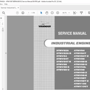 Yanmar Industrial Engines 3TNV82A - 4TNV106T 0BTNVU00102 Service Manual EN PDF