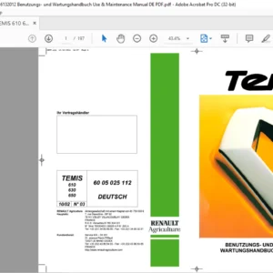 Claas Tractor TEMIS 610 630 650 BENUTZUNGS-UND WARTUNGSHANDBUCH - PDF DOWNLOAD (GERMAN)