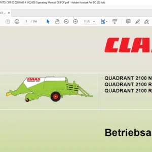 CLAAS QUADRANT 2100 N 2100 ROTO FEED 2100 ROTO CUT Betriebsanleitung- PDF DOWNLOAD (GERMAN)