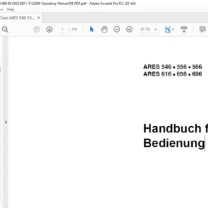 CLAAS ARES 546 556 566 ARES 616 656 696 Handbuch für Bedienung Manual - PDF DOWNLOAD (GERMAN)
