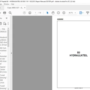 CLAAS Ares 507-607 B2 HYDRAULIKTEIL Reparaturhandbuch - PDF DOWNLOAD (German)
