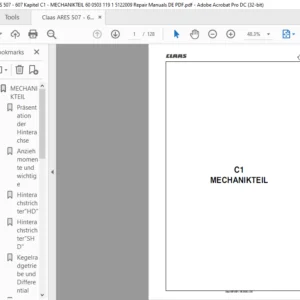 CLAAS Ares 507-607 C1-MECHANIKTEIL Reparatur handbuch - PDF DOWNLOAD (GERMAN)