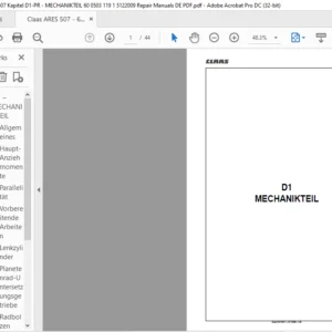 CLAAS Ares 507-607 D1-MECHANIKTEIL Reparatur handbuch - PDF DOWNLOAD (GERMAN)