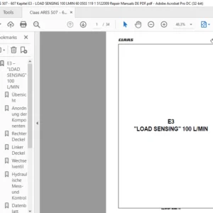 CLAAS Ares 507-607 E3 LOAD SENSING 100 LMIN Reparatur handbuch- PDF DOWNLOAD (GERMAN)