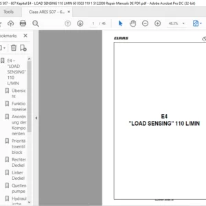 CLAAS Ares 507-607 E4 LOAD SENSING 110 L/MIN Reparatur handbuch- PDF DOWNLOAD (GERMAN)