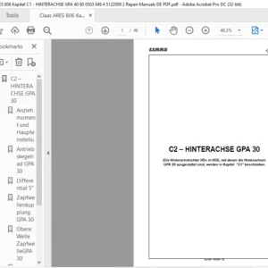 CLAAS Ares 806 C2 – HINTERACHSE GPA 30 Reparatur handbuch- PDF DOWNLOAD (GERMAN)