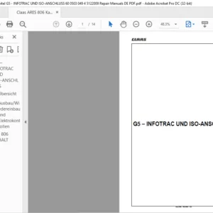 CLAAS Ares 806 G5 – INFOTRAC UND ISO-ANSCHLUSS  Reparaturhandbuch - PDF DOWNLOAD(German)