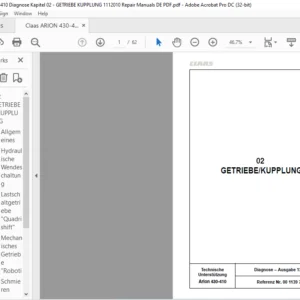 CLAAS Arion 430-410  02 GETRIEBEKUPPLUNG Reparatur handbuch - PDF DOWNLOAD (GERMAN)