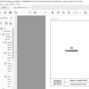 CLAAS Arion 430-410 03-FAHRWERK Reparatur handbuch - PDF DOWNLOAD (GERMAN)