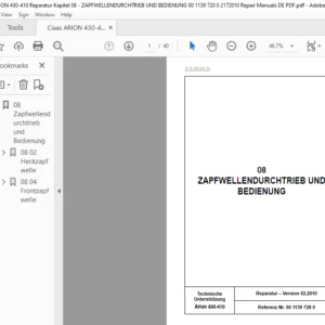 CLAAS Arion 430-410 08-ZAPFWELLENDURCHTRIEB UND BEDIENUNG Reparatur handbuch- PDF DOWNLOAD (GERMAN)