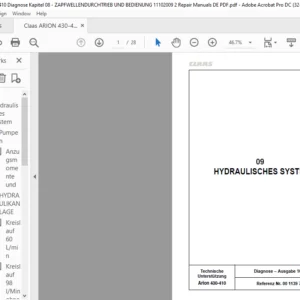 CLAAS Arion 430-410 09-HYDRAULISCHES SYSTEM Reparatur handbuch - PDF DOWNLOAD (German)