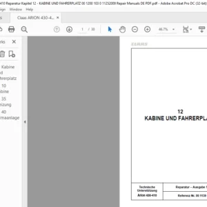 CLAAS Arion 430-410 12-KABINE UND FAHRERPLATZ Reparatur handbuch - PDF DOWNLOAD (GERMAN)