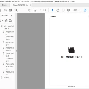 CLAAS Atles 906 A2 – MOTOR TIER II Reparatur handbuch - PDF DOWNLOAD (GERMAN)