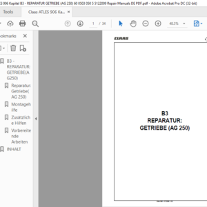 CLAAS Atles 906 B3 REPARATUR GETRIEBE (AG 250) Reparatur handbuch- PDF DOWNLOAD (GERMAN)