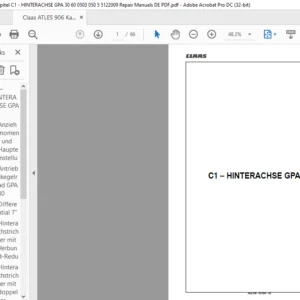 CLAAS Atles 906 C1 – HINTERACHSE GPA 30 Reparatur handbuch - PDF DOWNLOAD (GERMAN)