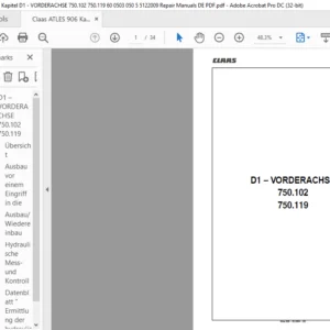 CLAAS Atles 906 D1 – VORDERACHSE 750.102 750.119 Reparaturhandbuch - PDF DOWNLOAD (German)