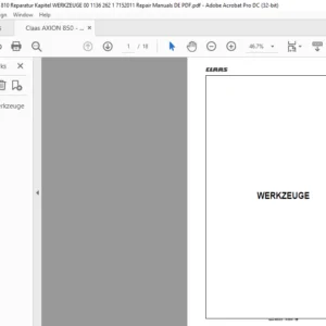CLAAS Axion 850-810 WERKZEUGE Reparatur handbuch - PDF DOWNLOAD (GERMAN)