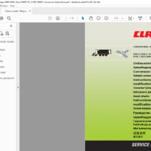 CLAAS CARGOS 9600 / 9500 / 9400 DISCO 9300 C/ 9300 RC / 9100 C AUTOSWATHER / 8600 C Hydraulic connector Conversion instructions Manual_DE_EN_FR_IT_ES_RU