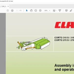 CLAAS CORTO 310 S / 310 N Typ 653 CORTO 270 S / 270 NC / 270 N Typ 649 Assembly instructions and operator’s manual